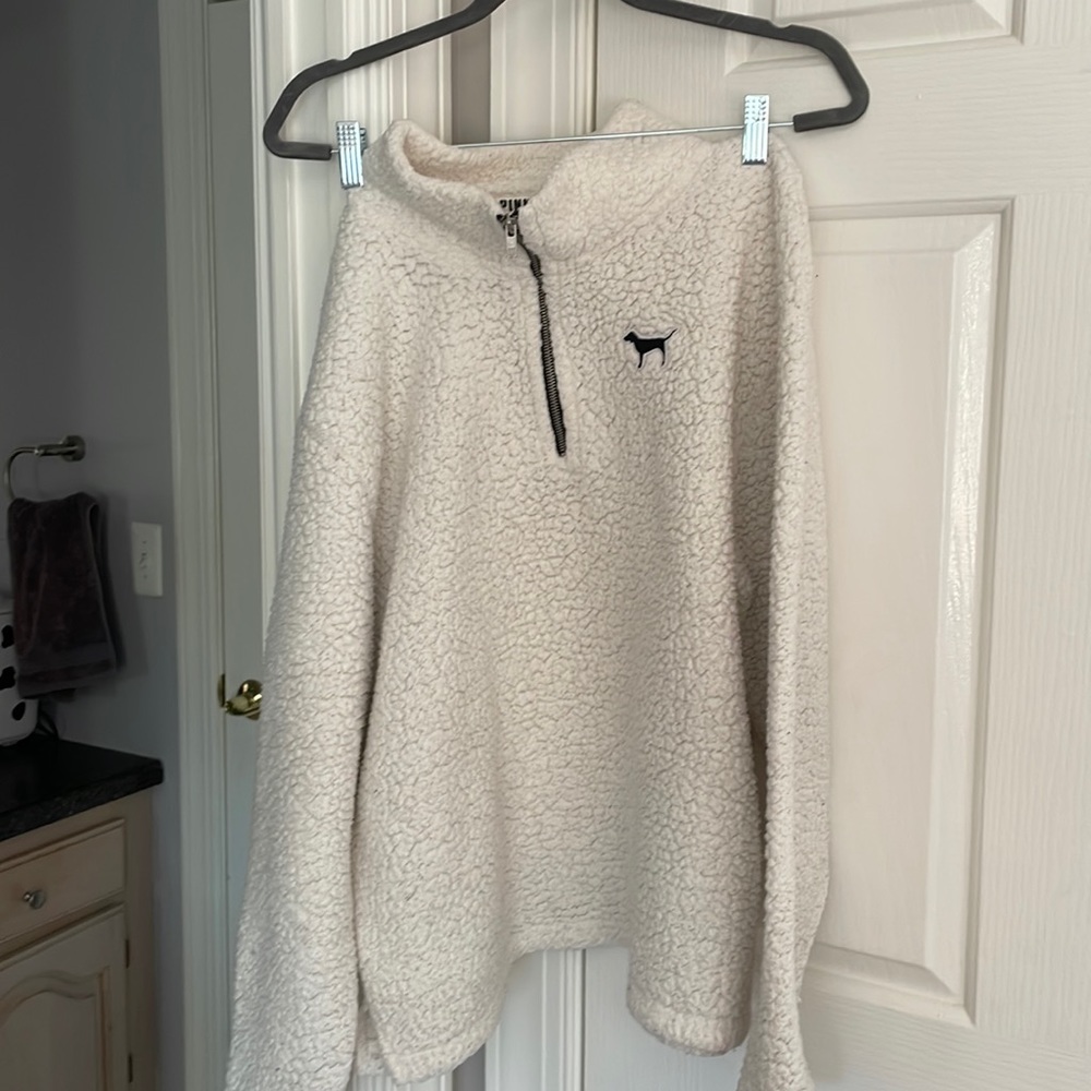 Pink size large and white Sherpa quarter zip